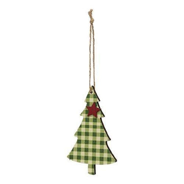 Green Plaid Christmas Tree With Star Ornament - The Fox Decor